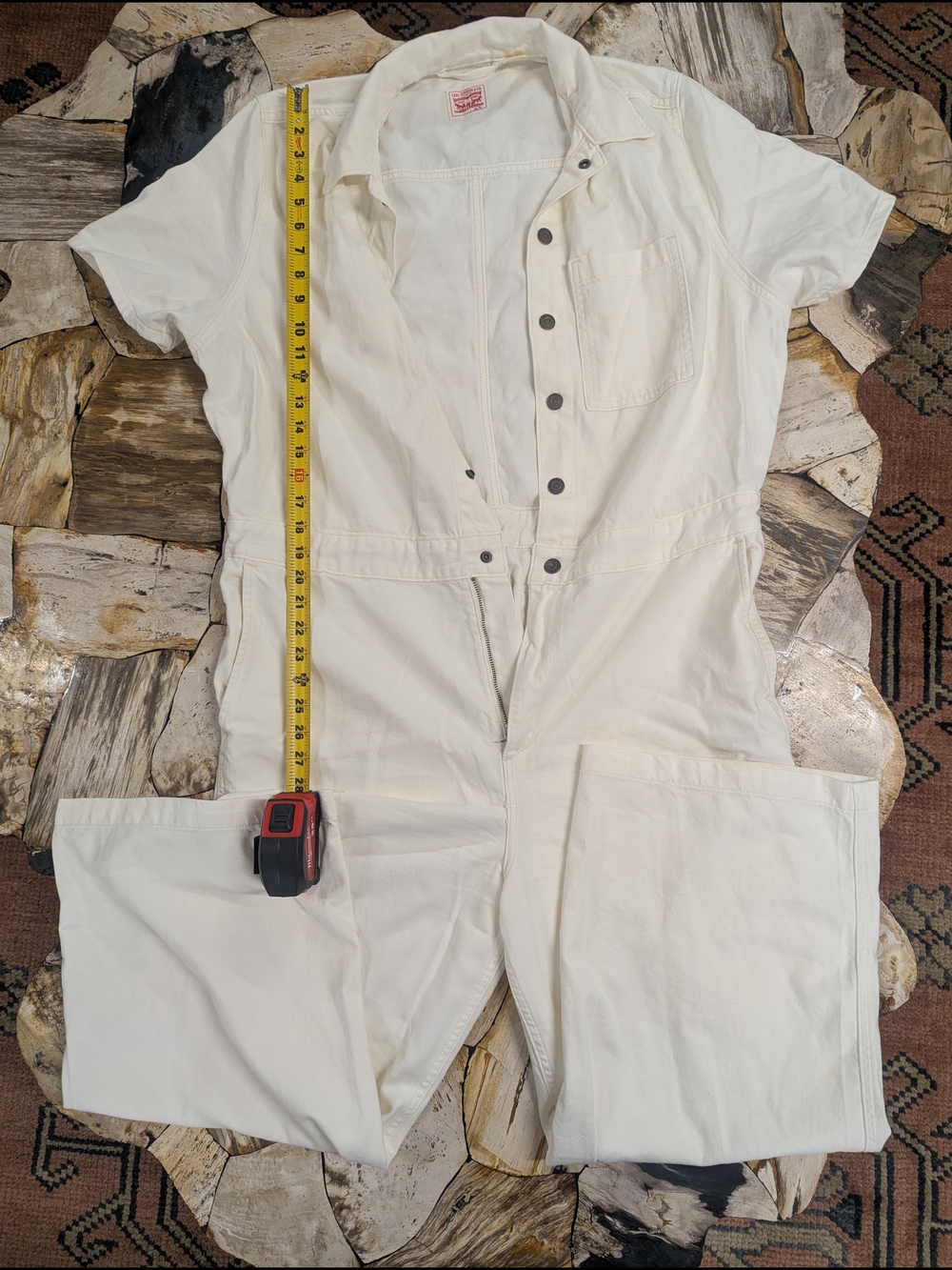 Levi's Cream Short-Sleeve Jumpsuit
